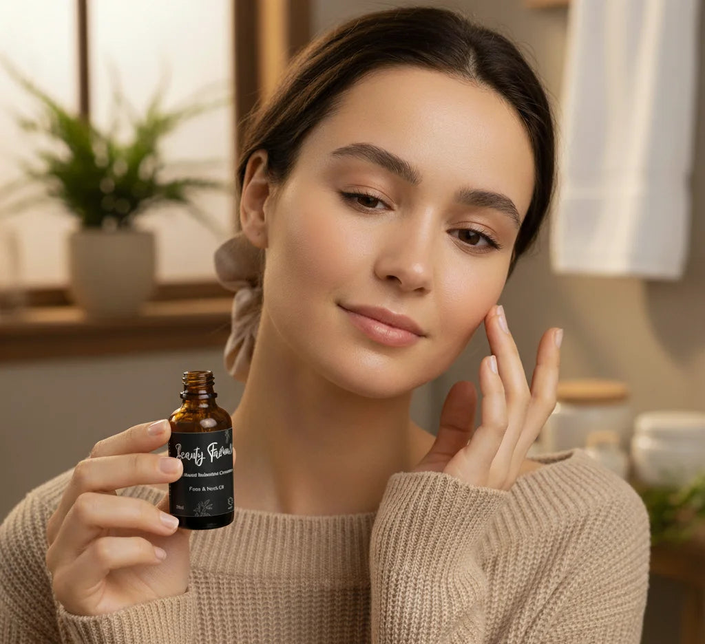 lady using face oil