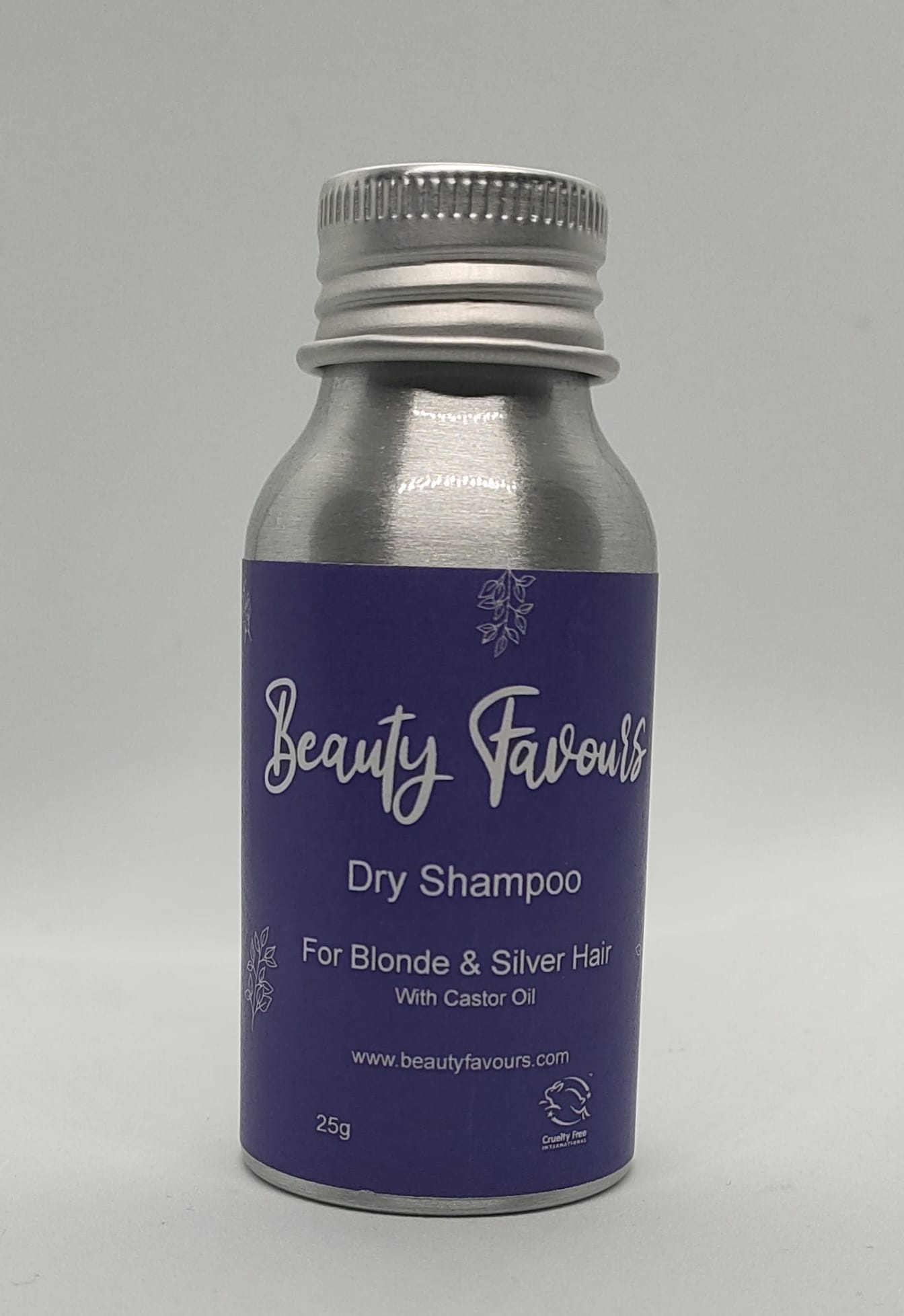 Silver bottle of Beauty Favours dry shampoo for blonde hair