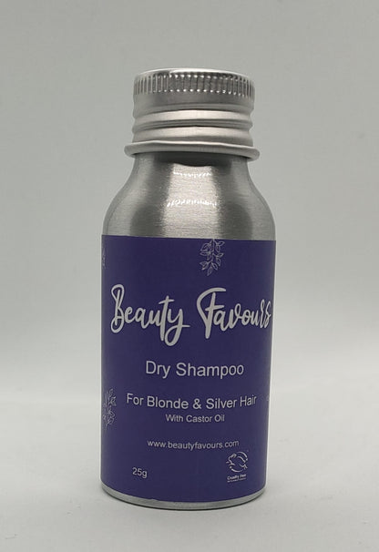 Silver bottle of Beauty Favours dry shampoo for blonde hair