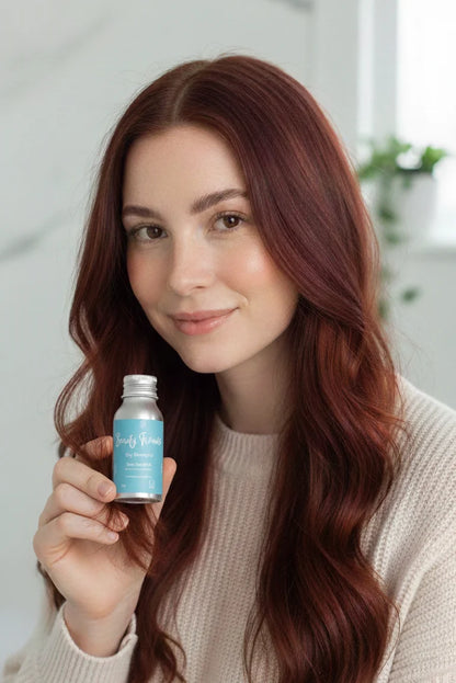 sea salt dry shampoo with a woman