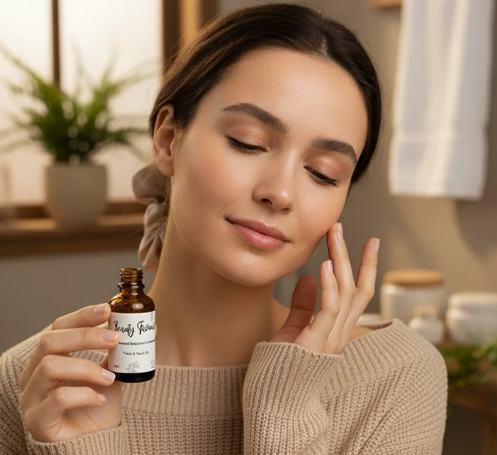 Lady using 2% Bakuchiol Face Oil